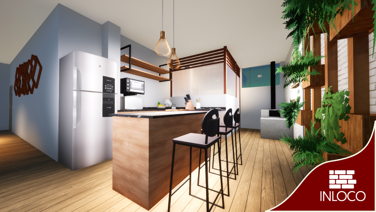 PROJETO DE MAQUETE 3D E REFORMA: COZINHA + SALA DE JANTAR